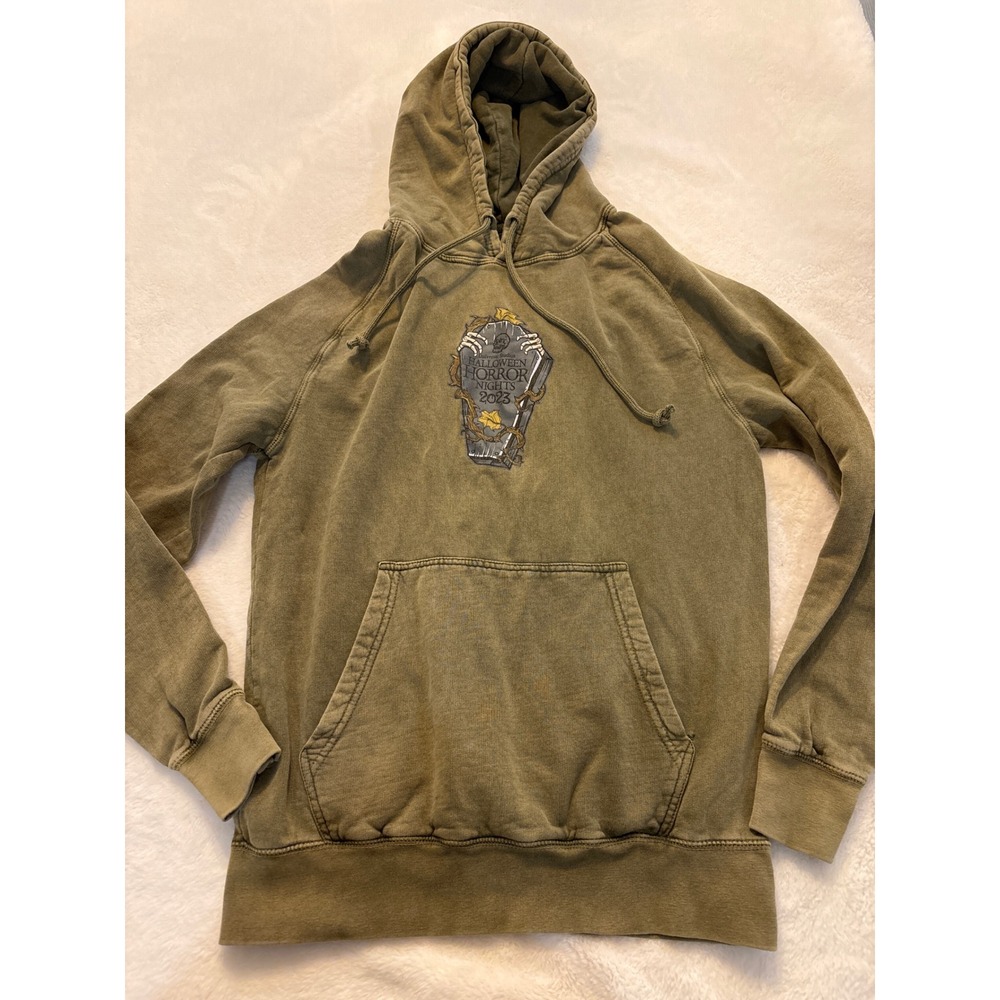 Universal Studios Halloween Horror Nights 2023 Hoodie Olive Green Coffin Medium
